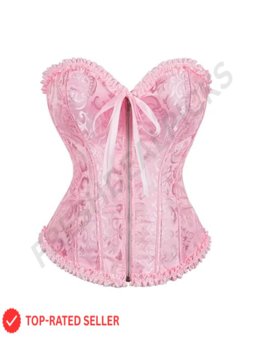 Lace Up Corset Top for Women Front Zipper Shapewear Corset Lingerie
